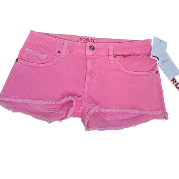 Fiorucci Hot Pink Denim Short Shorts Size 26 NWT